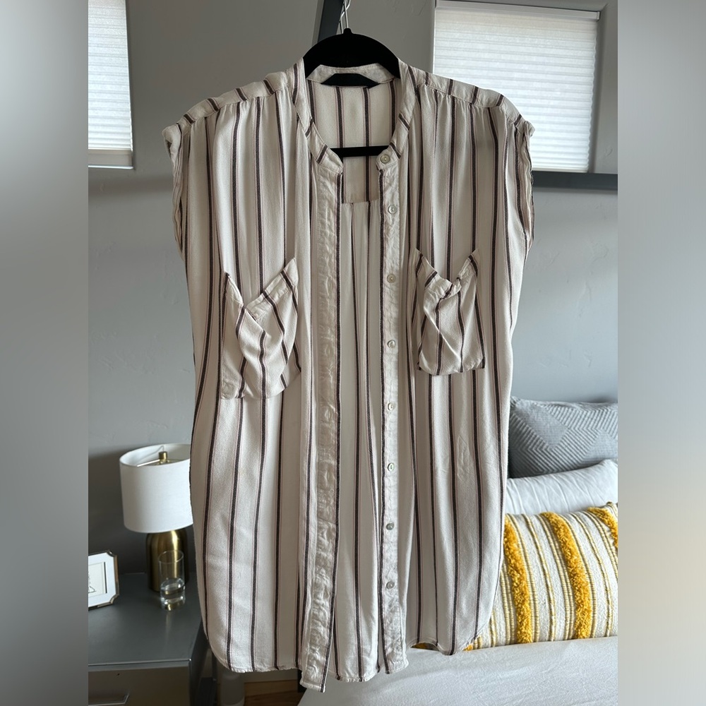 Beachy Stripe Button Up T-Shirt Dress